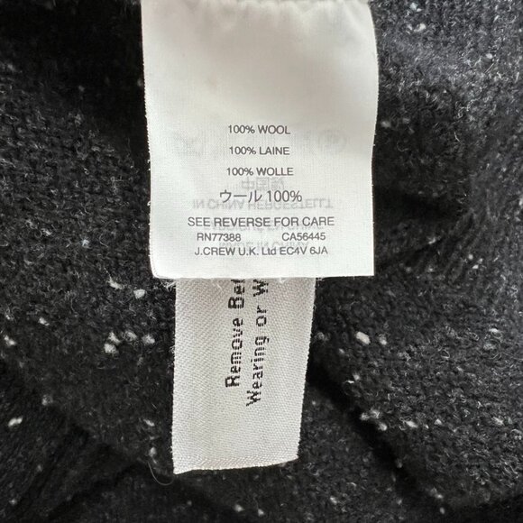 J.Crew Long Donegal 100%Wool Cardigan Black Speckled Pocket Front - Picture 4 of 5